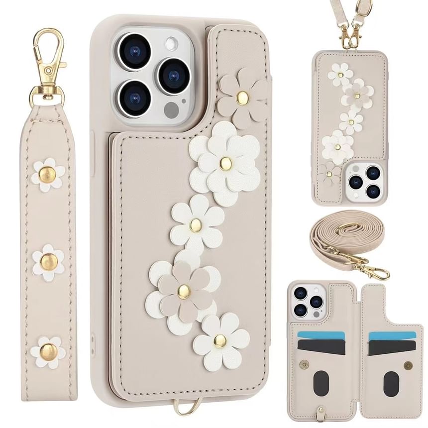 Floral Phone Faux Case Leather