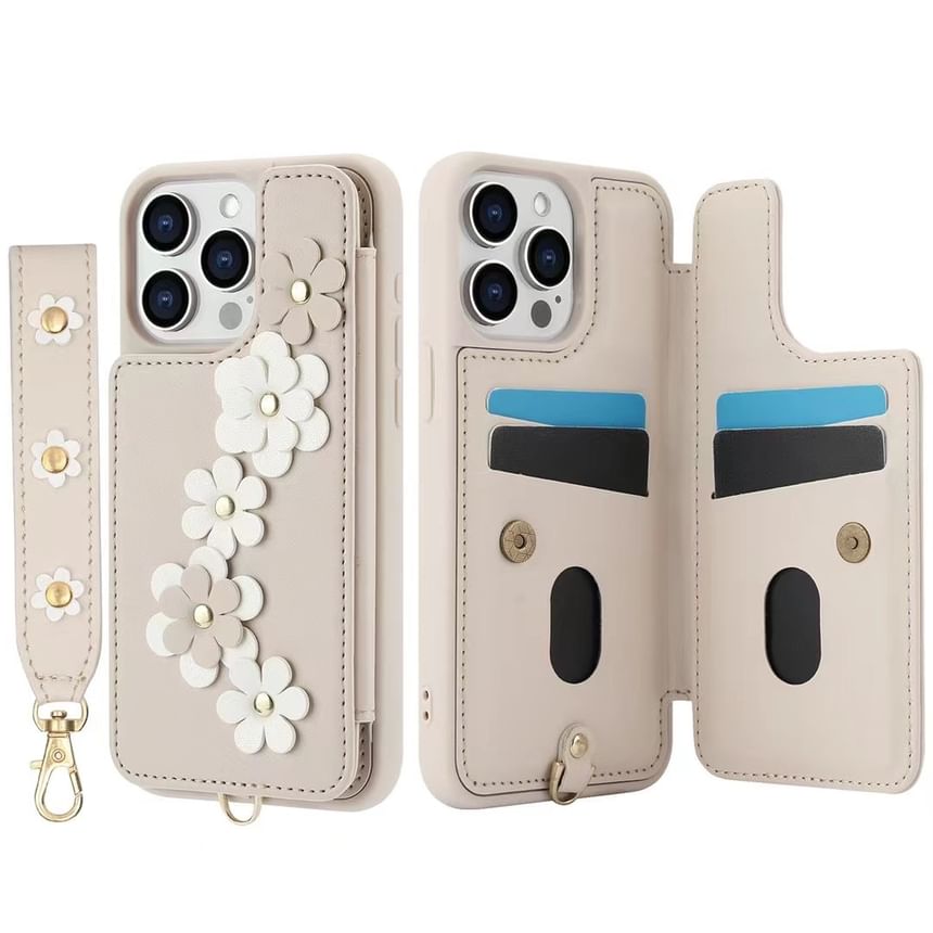 Floral Phone Faux Case Leather