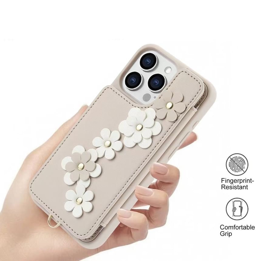 Floral Phone Faux Case Leather