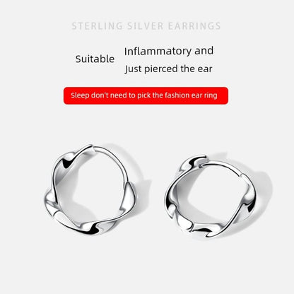 Hoop Wavy Sterling Silver Earring