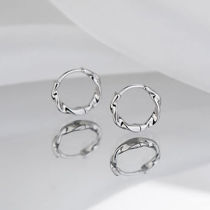 Hoop Wavy Sterling Silver Earring