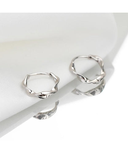 Hoop Wavy Sterling Silver Earring