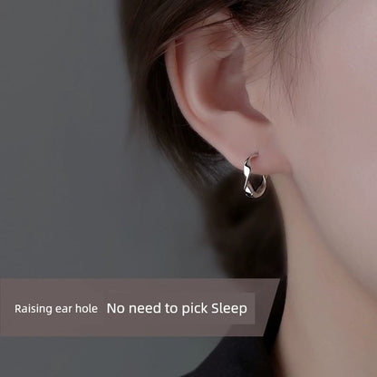 Hoop Wavy Sterling Silver Earring