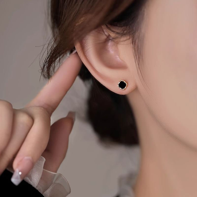 Ear Square Silver Sterling Stud