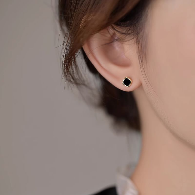 Ear Square Silver Sterling Stud