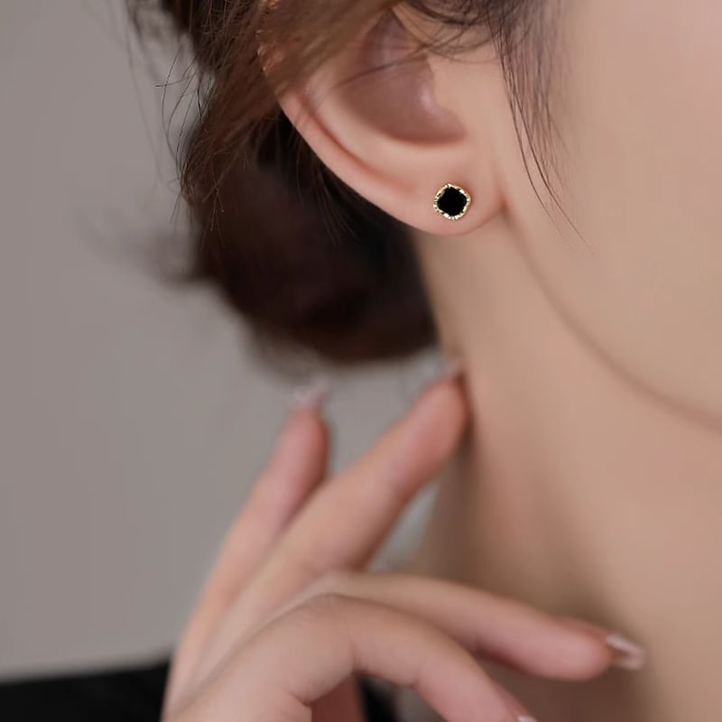 Ear Square Silver Sterling Stud