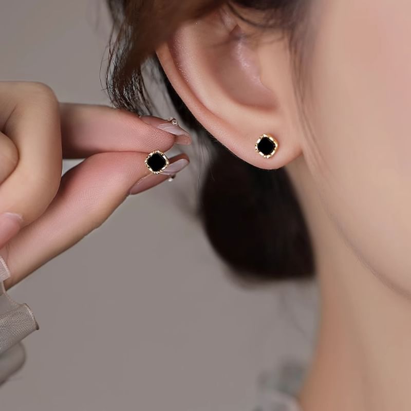 Ear Square Silver Sterling Stud
