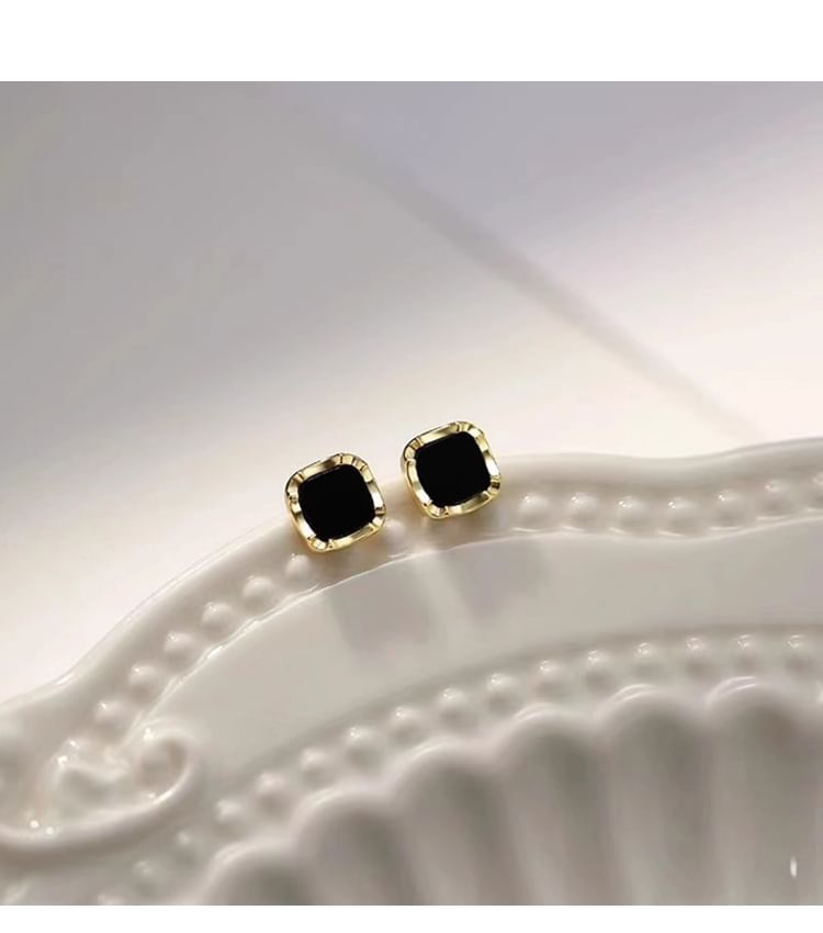 Ear Square Silver Sterling Stud