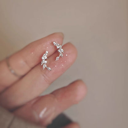 Stud Rhinestone Ear Silver Sterling