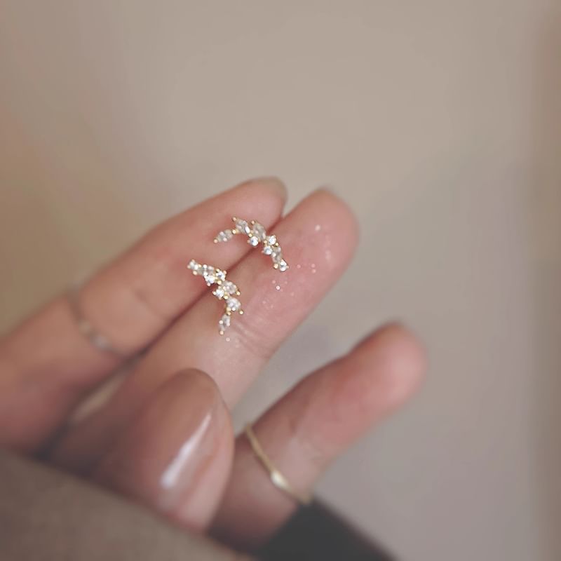 Stud Rhinestone Ear Silver Sterling
