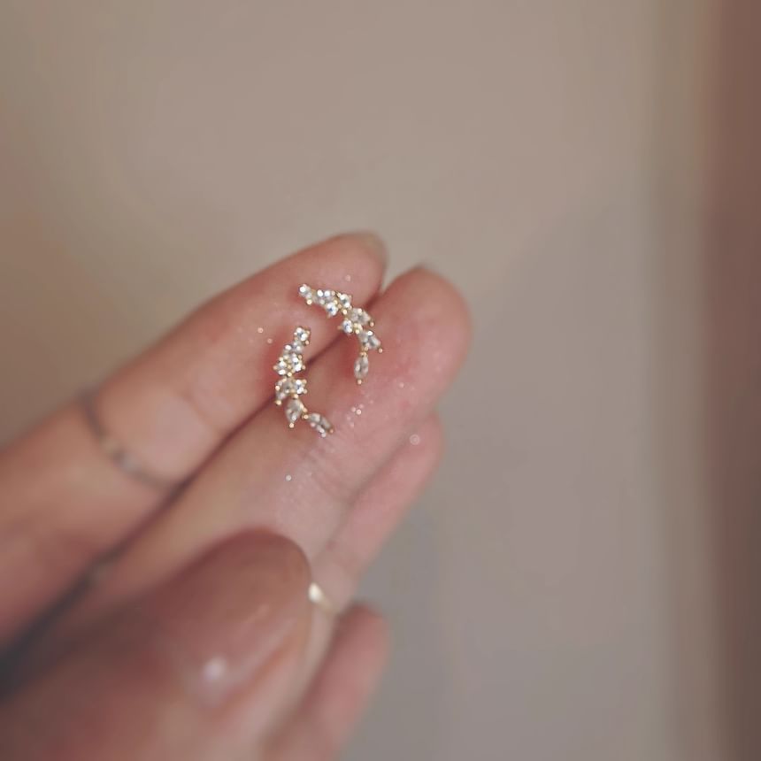 Stud Rhinestone Ear Silver Sterling