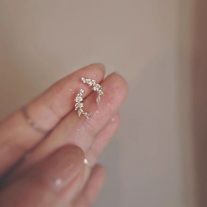 Stud Rhinestone Ear Silver Sterling