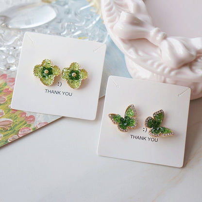Stud On Clip Earring / Butterfly Flower