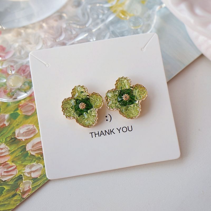 Stud On Clip Earring / Butterfly Flower