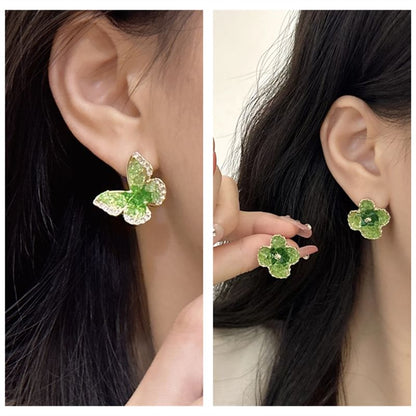 Stud On Clip Earring / Butterfly Flower