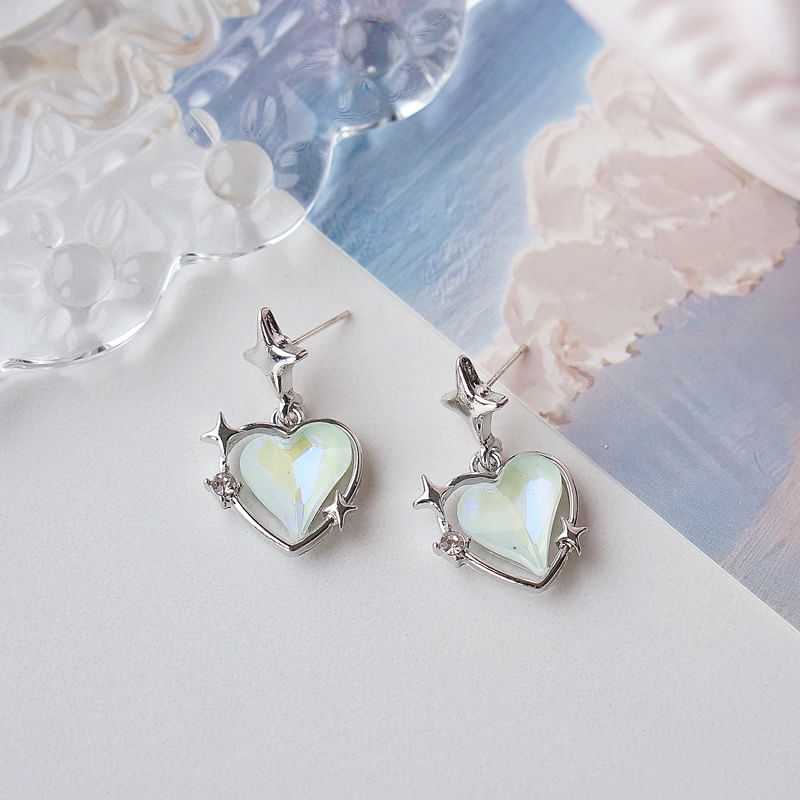 / Earring Heart Drop Star Clip On