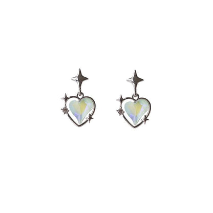 / Earring Heart Drop Star Clip On