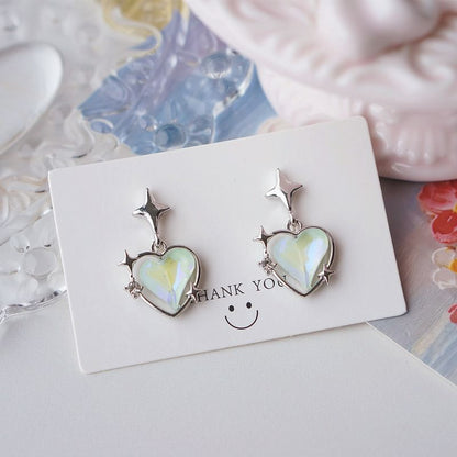 / Earring Heart Drop Star Clip On