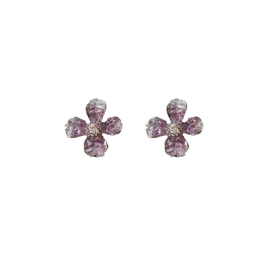 Rhinestone On / Earring Clip Stud Flower