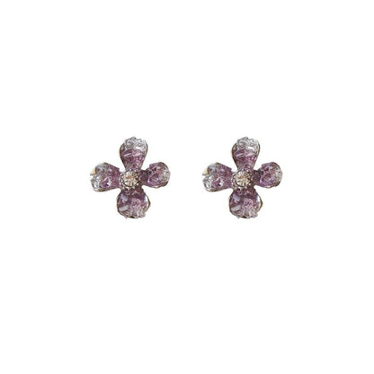 Rhinestone On / Earring Clip Stud Flower