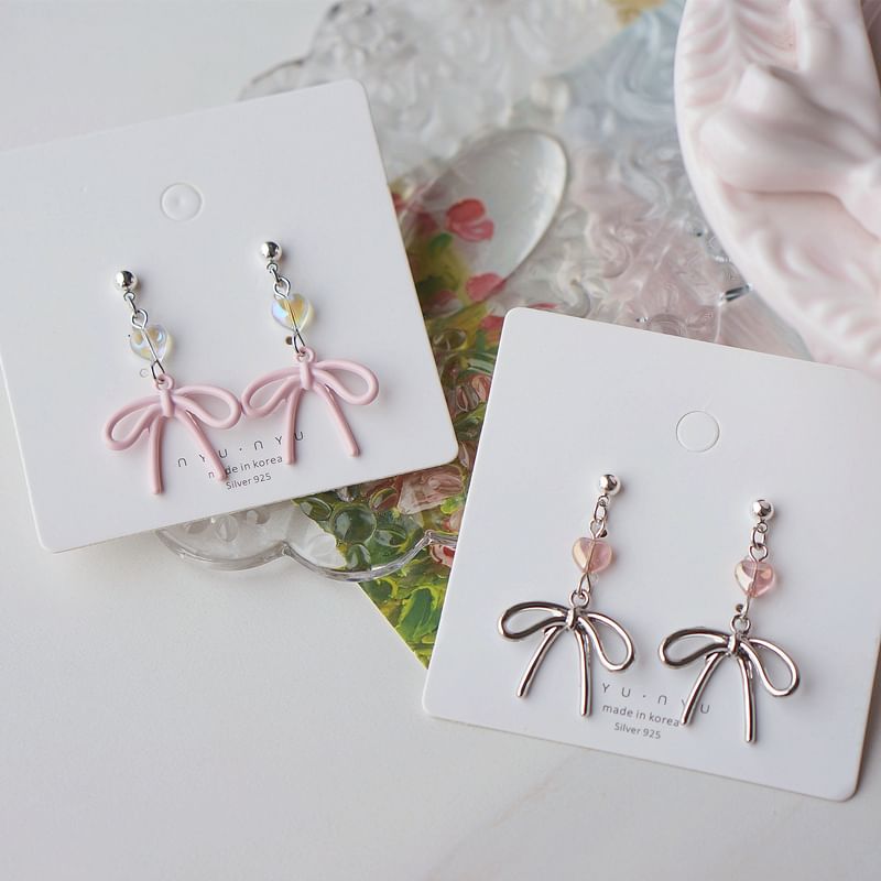 Clip Earring Drop Bow / On
