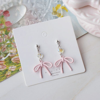 Clip Earring Drop Bow / On