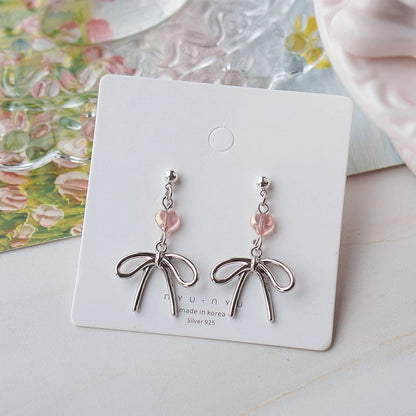 Clip Earring Drop Bow / On