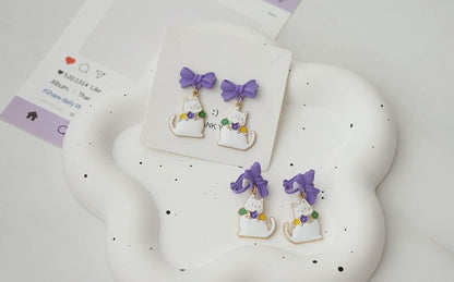 Bow Cat Drop Clip / Earring On