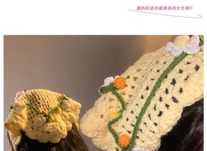 Floral Hair / Bonnet Crochet Hat Tie