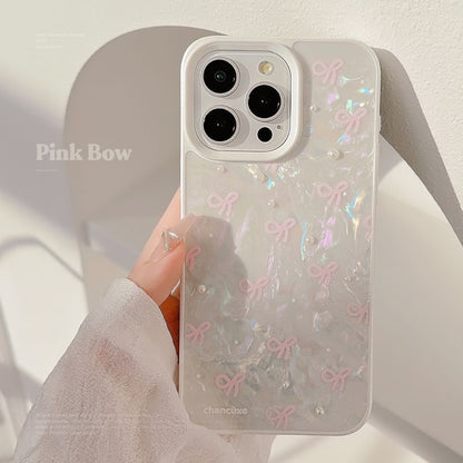 Faux Strap Bow Phone Set Pearl / Decoration Case Adhesive