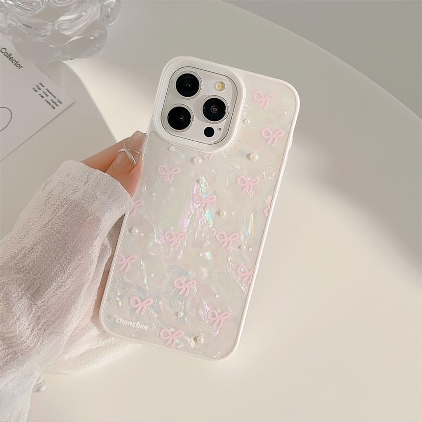 Faux Strap Bow Phone Set Pearl / Decoration Case Adhesive