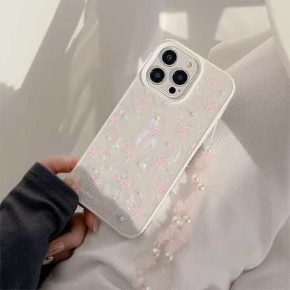 Faux Strap Bow Phone Set Pearl / Decoration Case Adhesive