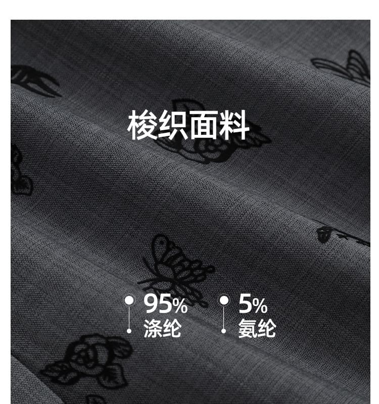 Notch Lapel Butterfly Jacquard Single-Breasted Blazer / High Waist Pleated Mini A-Line Skirt