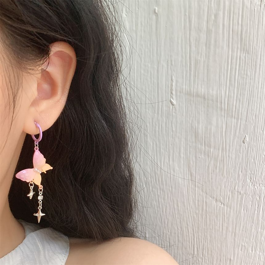 Star Butterfly Fringed Huggie Drop Earring