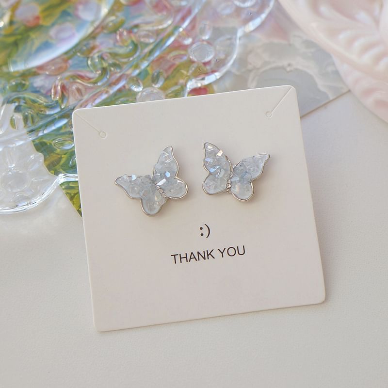Stud Crystal Ear Faux Butterfly Earring Clip-On /
