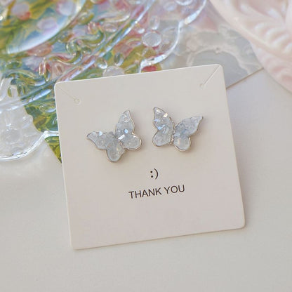 Stud Crystal Ear Faux Butterfly Earring Clip-On /