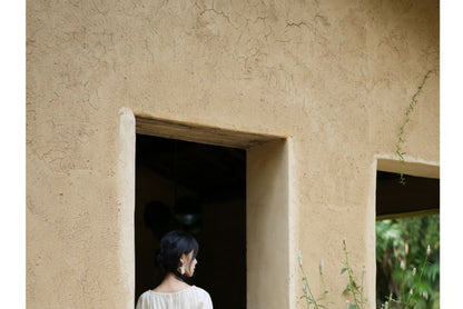 Balloon Sleeve Crew Neck Plain Panel Lace Blouse / High Rise Plain Lace Maxi A-Line Skirt / Set