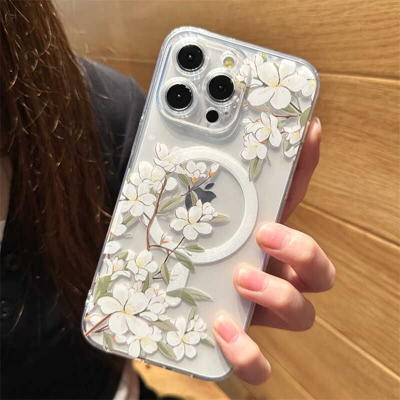 Case (Compatible Phone Floral MagSafe) Magnetic with