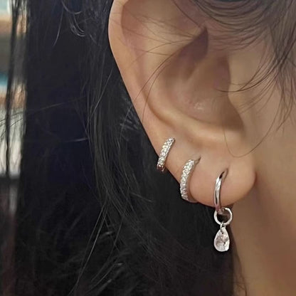 Drop Alloy + Rhinestone Earring 3: of Huggie Set