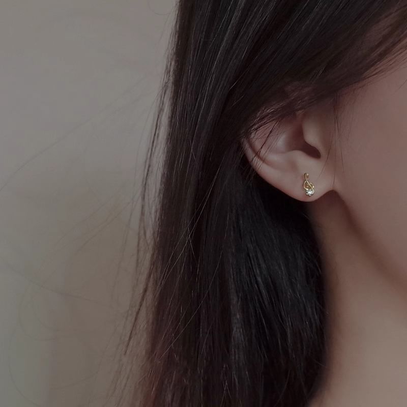 Asymmetrical Rhinestone Note Guitar Alloy Earring Stud Music