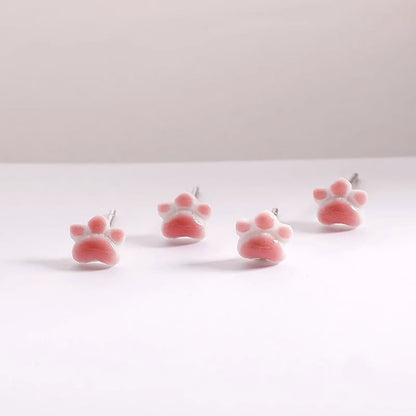 Cat Ceramic Paw Earrings