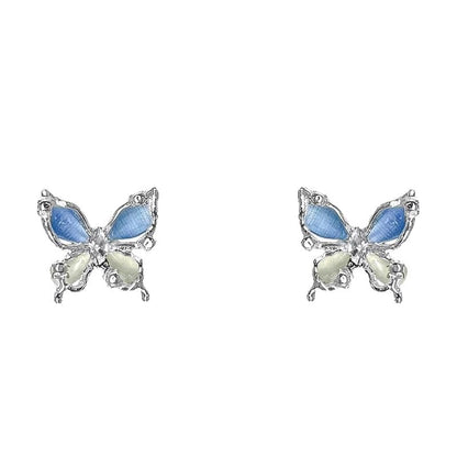 Butterfly Eye Stone Earring Faux Alloy Stud Cat