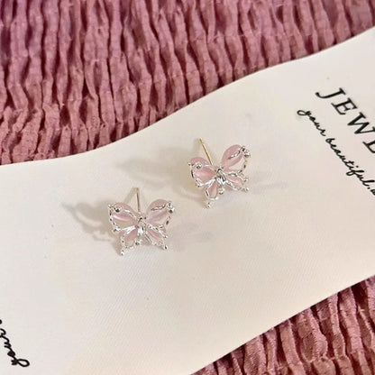 Butterfly Eye Stone Earring Faux Alloy Stud Cat