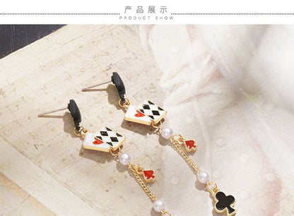 Ear Stud / Cuff Sterling Poker Earring Print Silver Card