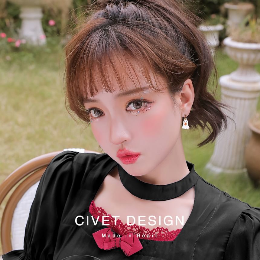 Box Velvet + Earring Jewelry Halloween Phantom Pumpkin