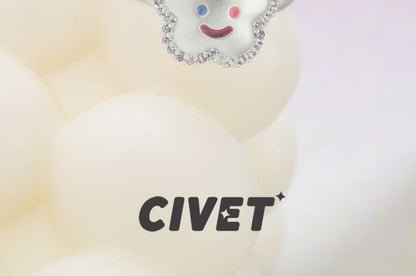 Open Flower Face Smiley Ring