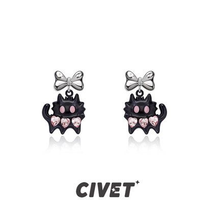 Ear Color Silver Sterling / Cuff Earring Cat Stud Block