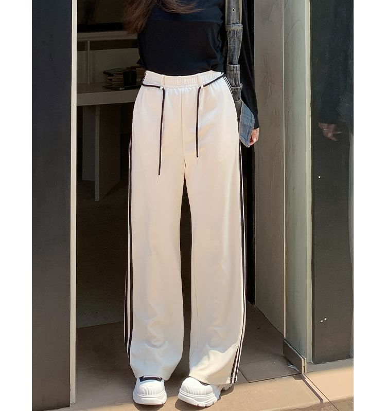 Striped Tie-Strap Shift Wide-Leg Pants