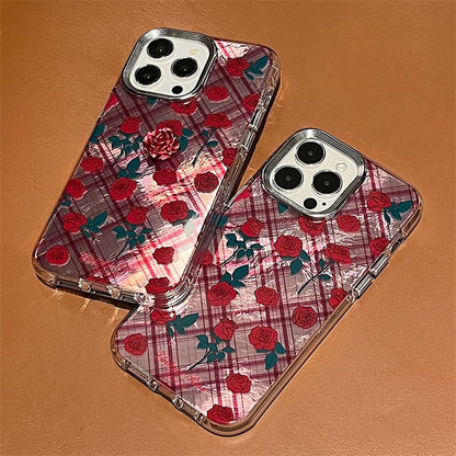 Rose Case / Adhesive Phone Set Plaid Decoration