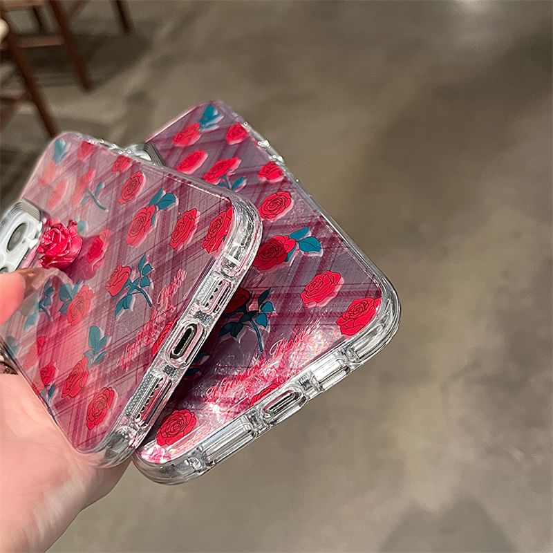 Rose Case / Adhesive Phone Set Plaid Decoration